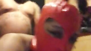 Dirty talk latex mask getting used husband not home