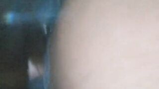 giving a mouthjob and throatjob to my bbc lover in pov and with the pants down he creampies me inside