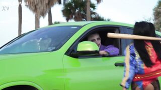 How Many Harleys Are Too Many For A Single Joker? Halloween Threesome With Maximo Garcia And Mackenzie Mace