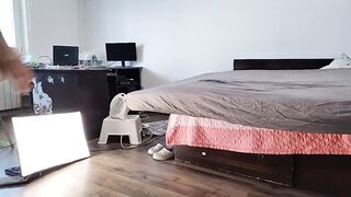 Sexy Mom Dances Naked Around the House. Sexy Brunette Does a Workout at Home Naked.