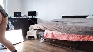 Sexy Mom Dances Naked Around the House. Sexy Brunette Does a Workout at Home Naked.