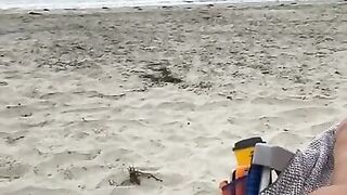 jerking off on the nude beach. Almost get caught.