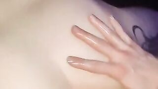 Blonde fuckdoll filled with PLUG and SLEEVE, used in doggy