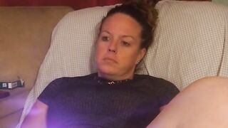 Secretary gets off of work and spreads her legs and shows off her thick juicy thighs and laughs