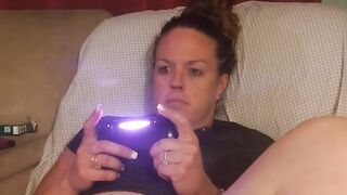 Secretary gets off of work and spreads her legs and shows off her thick juicy thighs and laughs