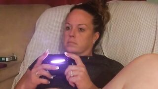 Secretary gets off of work and spreads her legs and shows off her thick juicy thighs and laughs