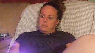 Secretary gets off of work and spreads her legs and shows off her thick juicy thighs and laughs